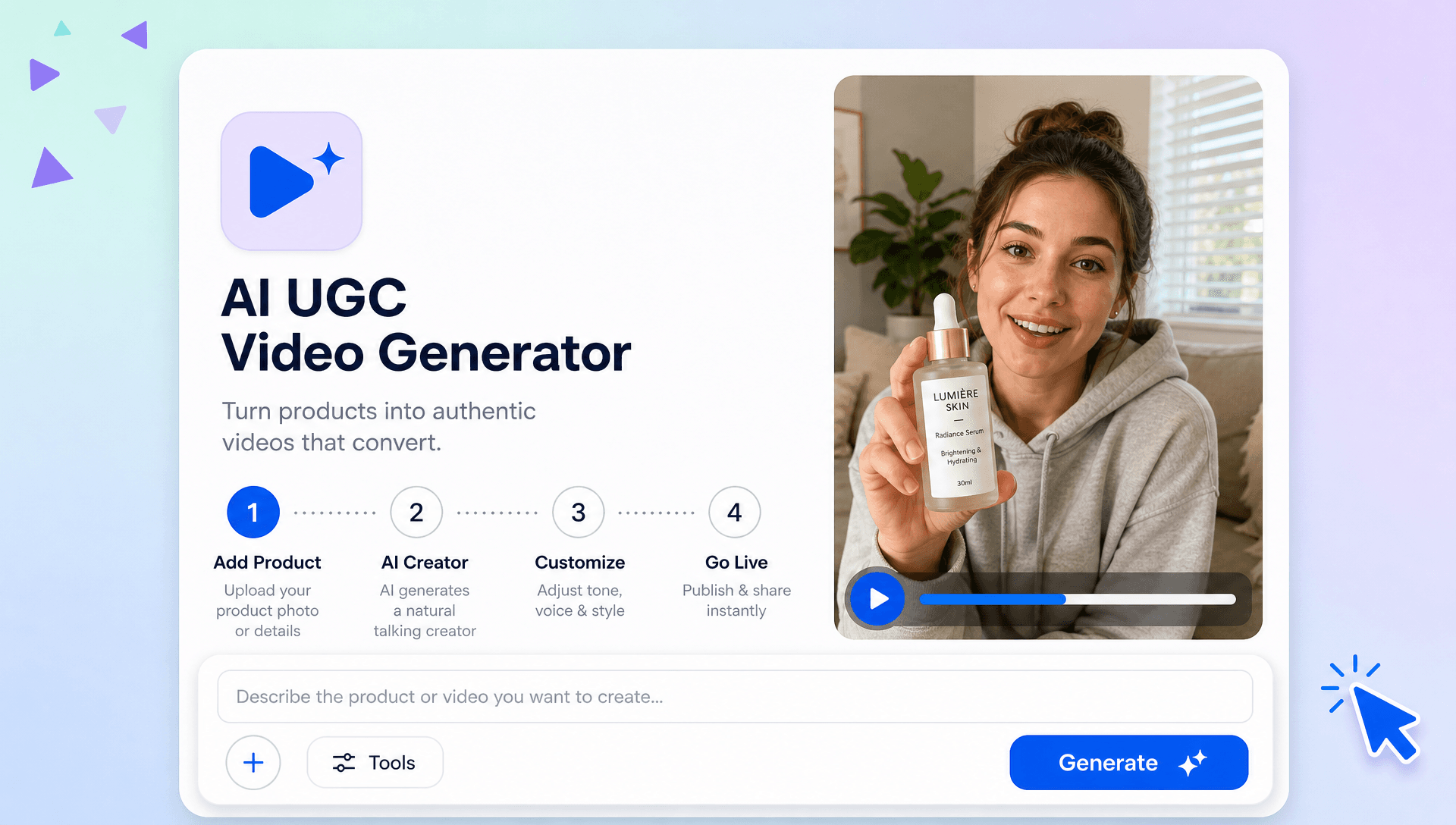 AI UGC Video Generator Online – Create Authentic UGC Videos with AI AI UGC Video Generator Online – Create Authentic UGC Videos with AI